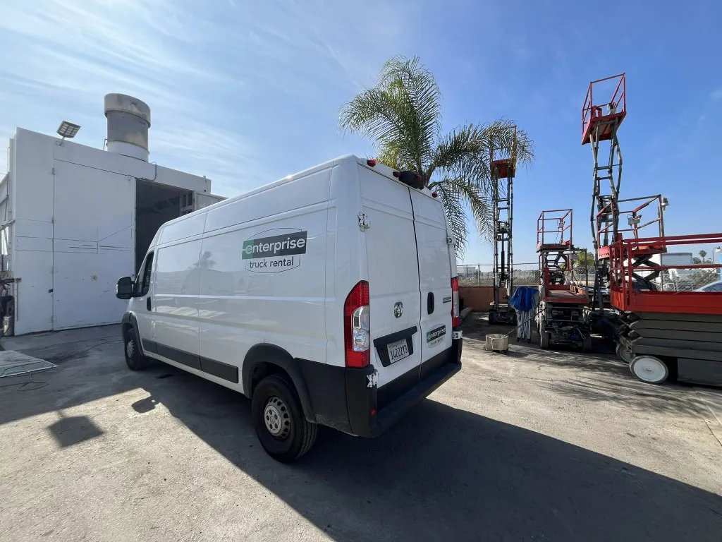 Rear door repair and alignment on a commercial truck at HD Truck Body San Diego