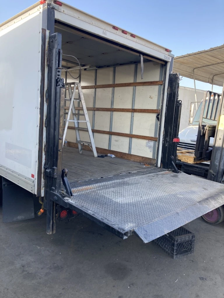 Aluminum liftgate on a commercial truck repaired by HD Truck Body in San Diego