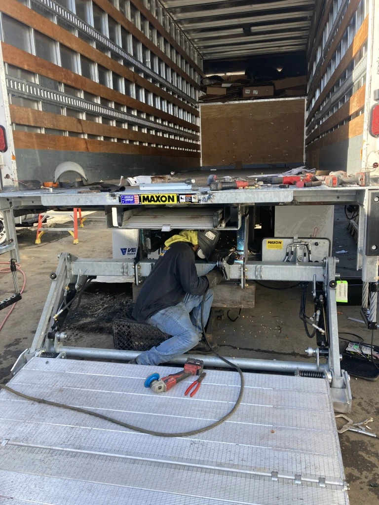 Commercial liftgate installation at HD Truck Body in San Diego