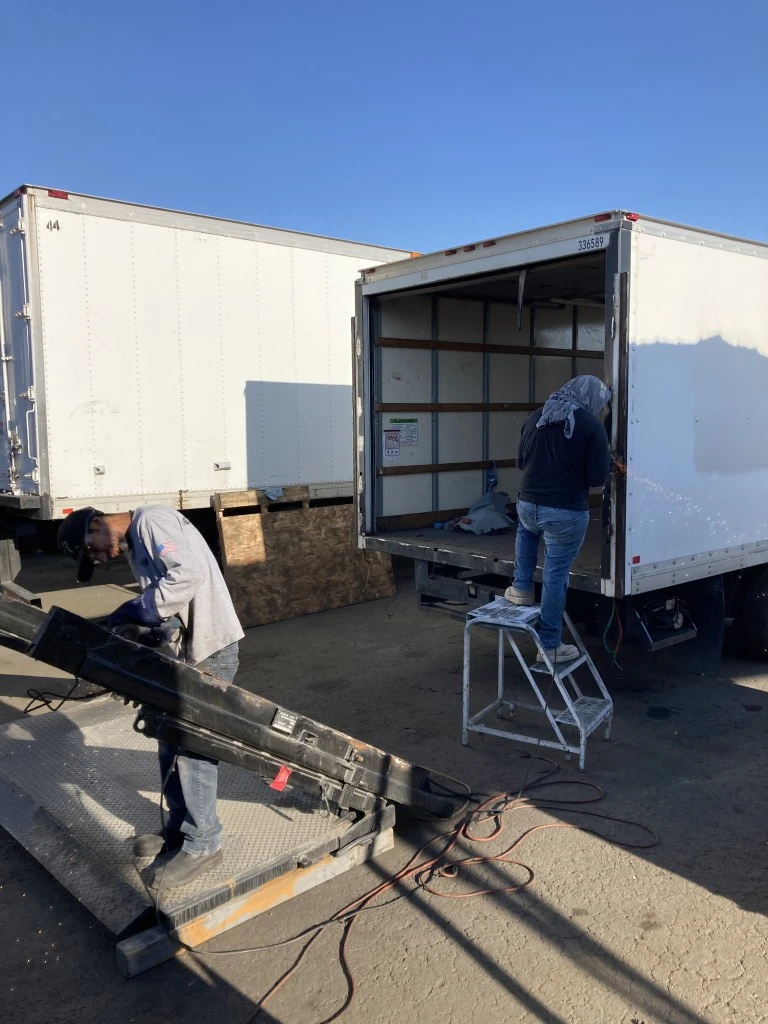 Liftgate mounting rail repair on a box truck in San Diego